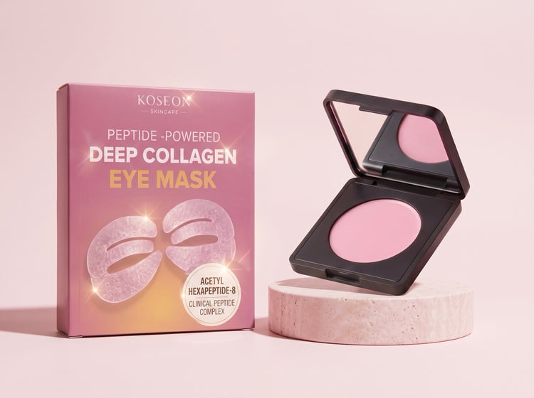 The Koseon eye mask box beside the open Under-Eye Brightener compact