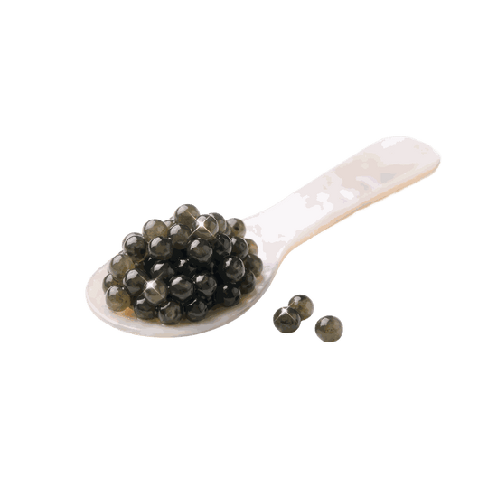 Sturgeon caviar on a pearl spoon
