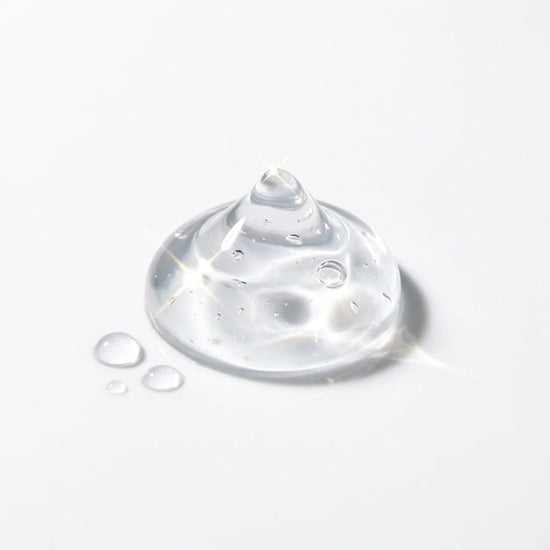 A drop of clear hyaluronate gel